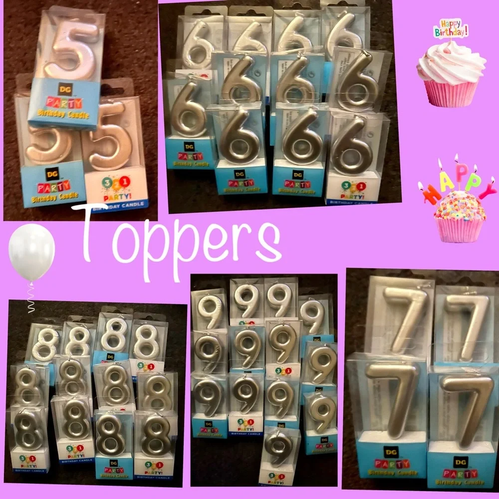 *Attn: BAKERY! 109 Shiny Silver Numeral Candles